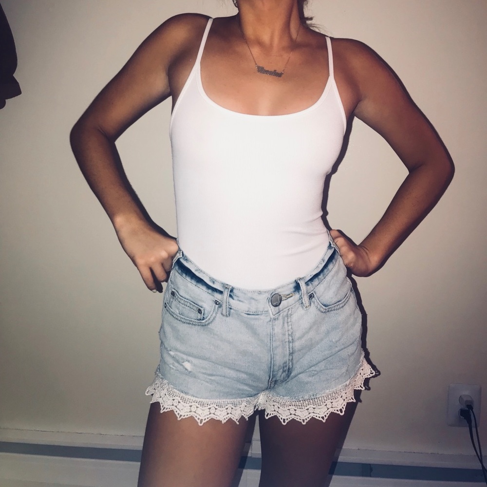 White Ripped Tank Body Suit!